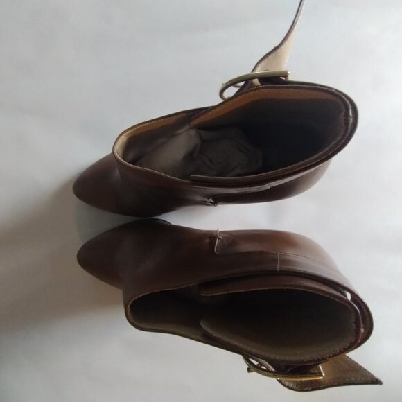 Max Mara Women's Tobacco Ornati Leather Block Heel Ankle Booties - Picture 6 of 6